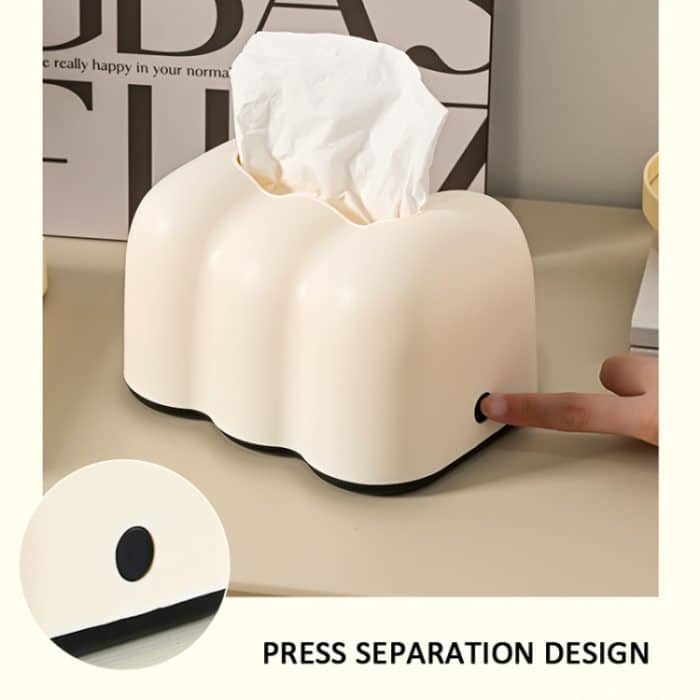 Cloud Taschentuchbox, cremefarbener Tisch-Serviettenhalter aus Kunststoff zum Aufhängen an der Wand – Bild 3