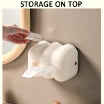 Cloud Taschentuchbox, cremefarbener Tisch-Serviettenhalter aus Kunststoff zum Aufhängen an der Wand – Bild 5