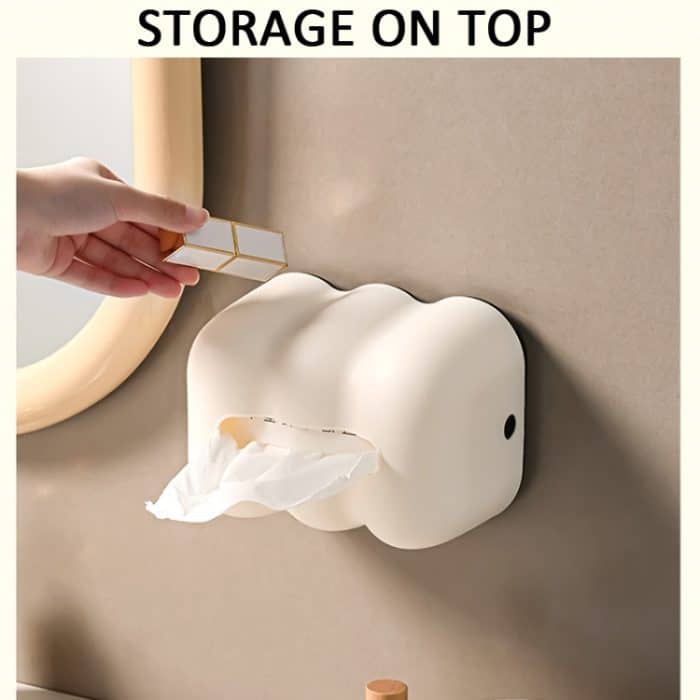 Cloud Taschentuchbox, cremefarbener Tisch-Serviettenhalter aus Kunststoff zum Aufhängen an der Wand – Bild 5