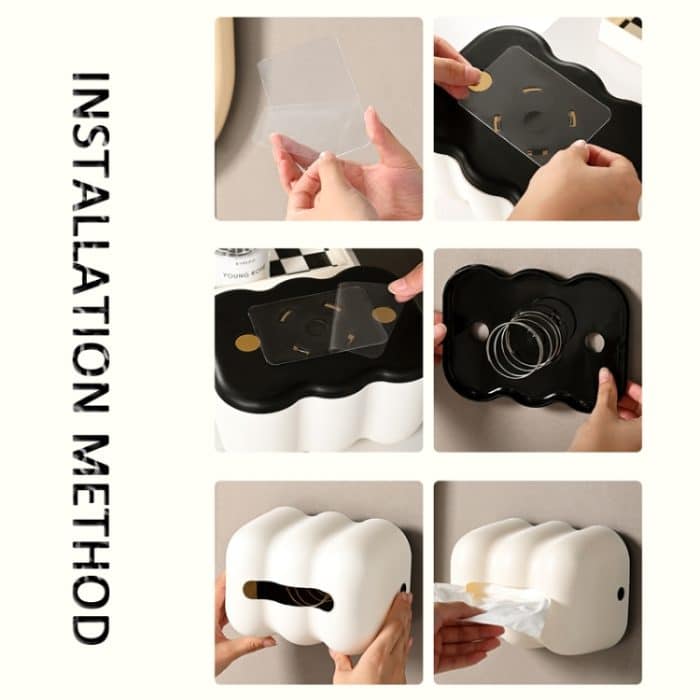 Cloud Taschentuchbox, cremefarbener Tisch-Serviettenhalter aus Kunststoff zum Aufhängen an der Wand – Bild 7