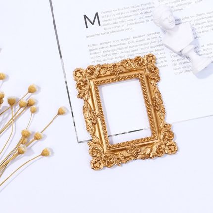 Vintage Gold Harz Mini Fotorahmen Ohrringe Schmuck Dekoration Foto Requisiten