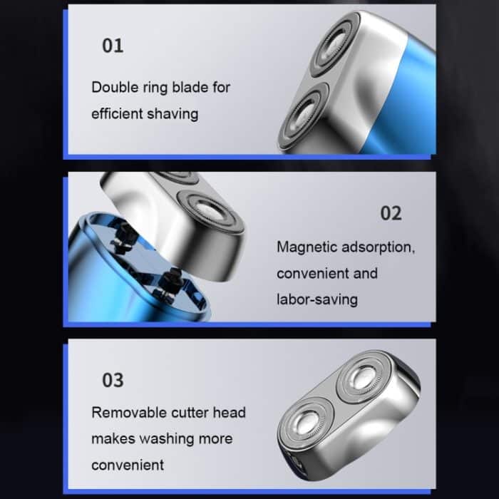 Doppelkopf-Mini-Magnetrasierer Tragbarer Herren-Elektrorasierer – Bild 9