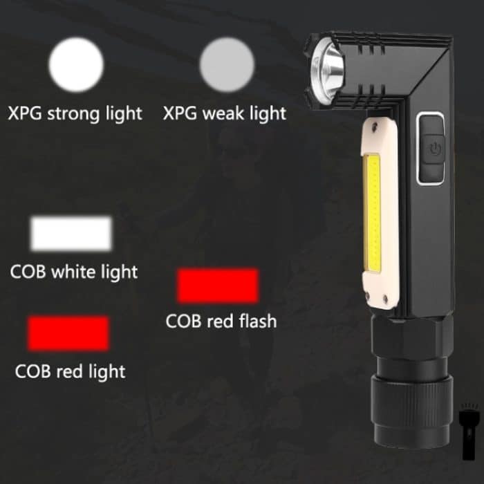 XPG+COB Rot-Weiß-Licht USB wiederaufladbare faltbare Taschenlampe mit starkem Licht, 3189A Large, 3189B Small With Headlight Belt – Bild 9