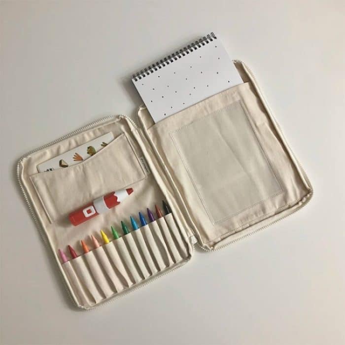 Kinder Canvas Pinsel Aufbewahrungstasche Buntstift Organizer Zeichenbrett Tasche, Without Stationeries – Bild 4
