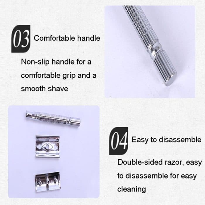 Junjie Rasier- und Bartrasiererständer, alter Stil, doppelseitiger manueller Rasierer – Bild 5