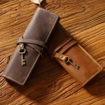 Retro Echtleder Stift Vorhang Federmäppchen Krawattenseil mit Schlüssel – Bild 3