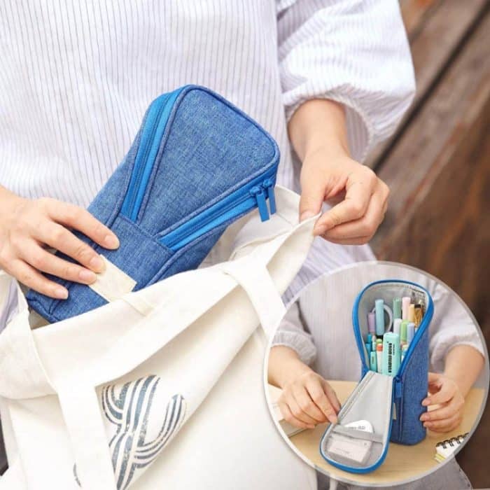 Aufrechtes Federmäppchen mit großem Fassungsvermögen, tragbare Büro- und Prüfungstasche – Bild 6