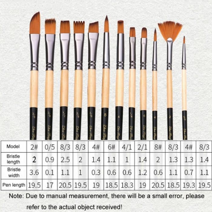 Zweifarbiges Pinselset mit Nylonborsten, Aquarellpinsel und Stoffbeutel, ZHU TING 18pcs /Set – Bild 10