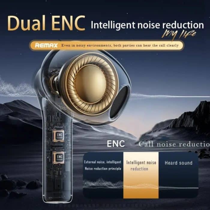 REMAX CozyBuds W18 Double ENC Intelligent Call Noise Reduction Drahtloser Kopfhörer Transparente Hülle Drahtloser Bluetooth-Kopfhörer, W18 – Bild 5