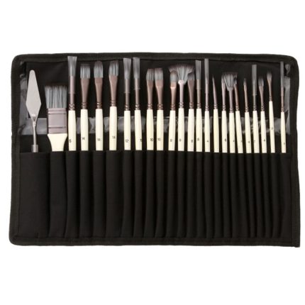 ZHU TING 24 Stück/Set Nylonborsten-Pinsel-Set, Malerei, Aquarellpinsel mit Stoffbeutel