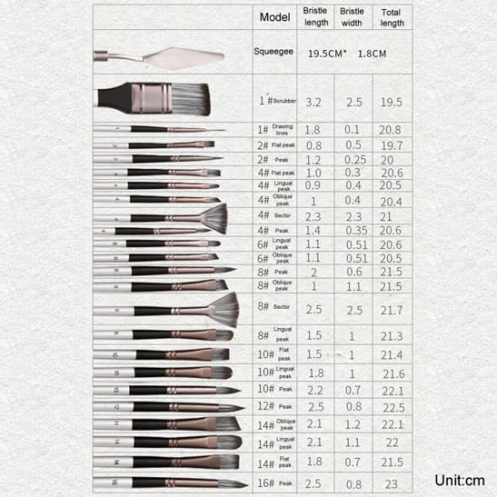 ZHU TING 24 Stück/Set Nylonborsten-Pinsel-Set, Malerei, Aquarellpinsel mit Stoffbeutel – Bild 9