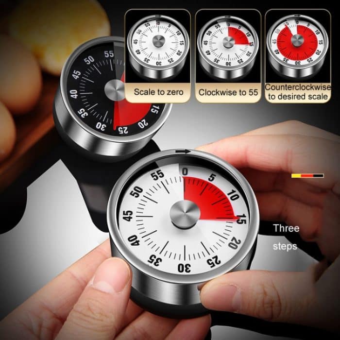 Küche Edelstahl mechanische Timer Student Zeit Management Erinnerung Backen Wecker – Bild 9