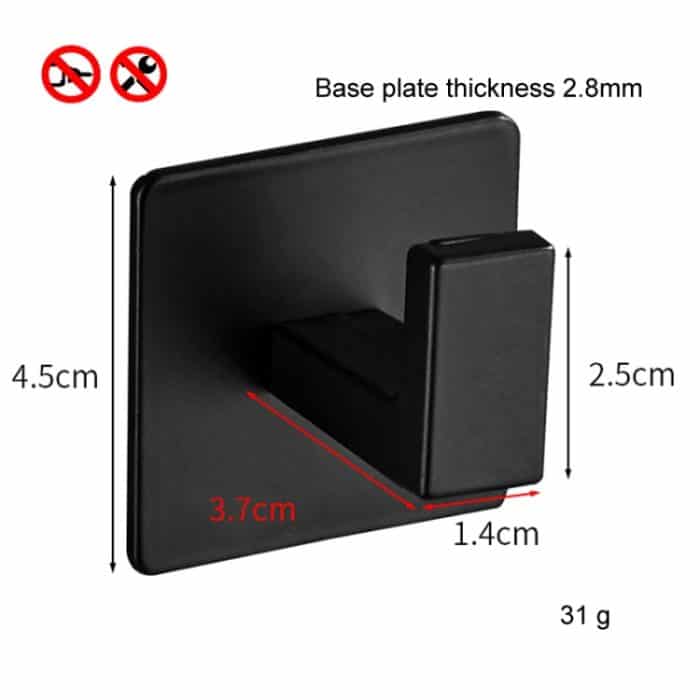 Verdickte, solide Haken, Toiletten-Kleiderhaken, Aluminium, frei perforiert, für Wand, Kleidung, Hut, Kleiderbügel, 9524 – Bild 3