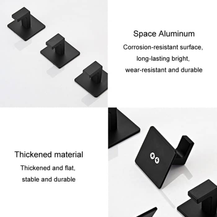 Verdickte, solide Haken, Toiletten-Kleiderhaken, Aluminium, frei perforiert, für Wand, Kleidung, Hut, Kleiderbügel, 9524 – Bild 4