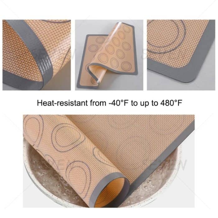 Hochtemperaturbeständige Silikon-Backmatte, Macaron-Puff-Ofenmatte, Red 30 Circle, Gray 30 Circle – Bild 3