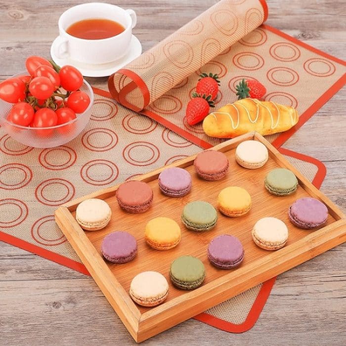 Hochtemperaturbeständige Silikon-Backmatte, Macaron-Puff-Ofenmatte, Red 30 Circle, Gray 30 Circle – Bild 7