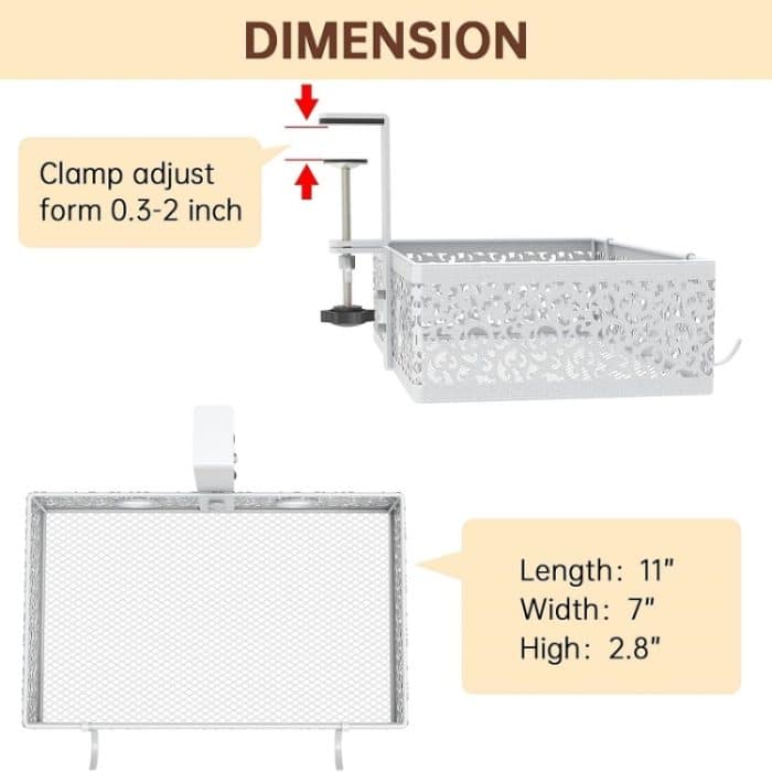 Unter dem Schreibtisch versteckter Aufbewahrungskorb für verschiedene Dinge, Black Fixed, White Fixed, Black Rotating, White Rotating – Bild 3