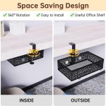 Unter dem Schreibtisch versteckter Aufbewahrungskorb für verschiedene Dinge, Black Fixed, White Fixed, Black Rotating, White Rotating – Bild 6