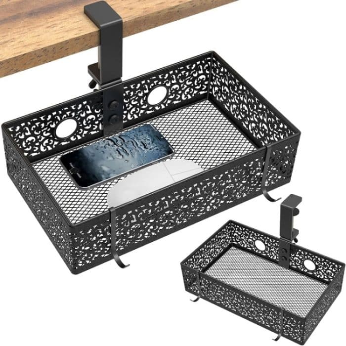 Unter dem Schreibtisch versteckter Aufbewahrungskorb für verschiedene Dinge, Black Fixed, White Fixed, Black Rotating, White Rotating – Bild 7