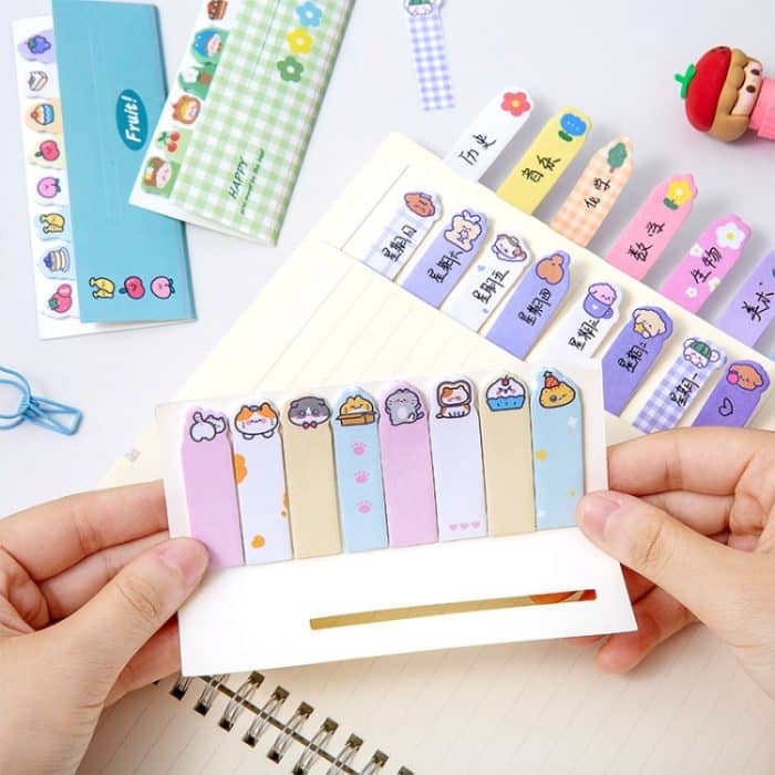 120 Blatt/Set Kawaii Sticky Tab Note Page Marker Beschreibbare und neu positionierbare Dateimarkierungen, Dog, Fruit, Girl, Flower, Bear, Cat – Bild 4