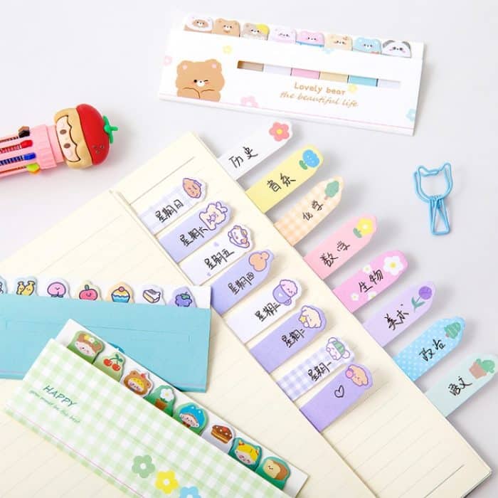 120 Blatt/Set Kawaii Sticky Tab Note Page Marker Beschreibbare und neu positionierbare Dateimarkierungen, Dog, Fruit, Girl, Flower, Bear, Cat – Bild 5