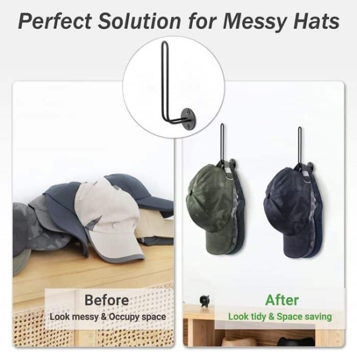 L-förmiger Baseballkappen-Aufbewahrungsständer aus Eisendraht zur Wandmontage, Huthalter – Bild 5