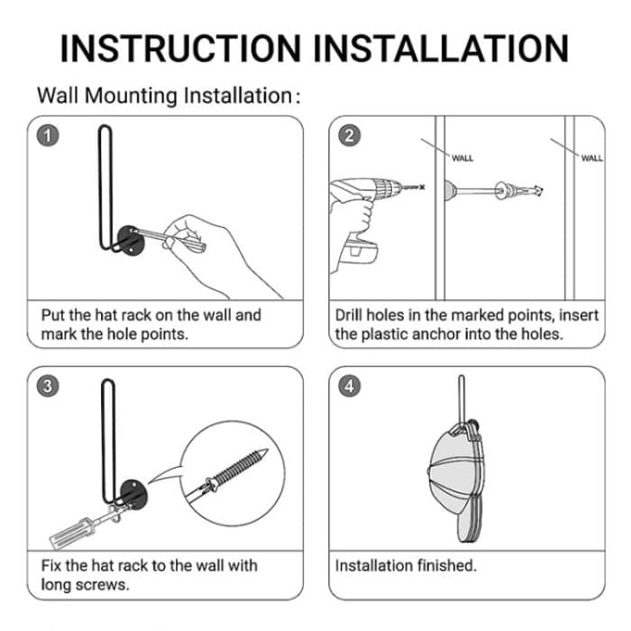 L-förmiger Baseballkappen-Aufbewahrungsständer aus Eisendraht zur Wandmontage, Huthalter – Bild 8