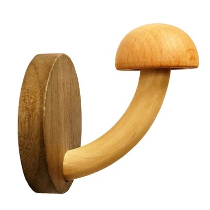 Holz-Pilzform, stanzfreier Kleiderhaken, Heimdekoration, Aufbewahrungshaken, Natural Round Head, Walnut Round Head, Red Tip, Blue Tip, 4pcs /box