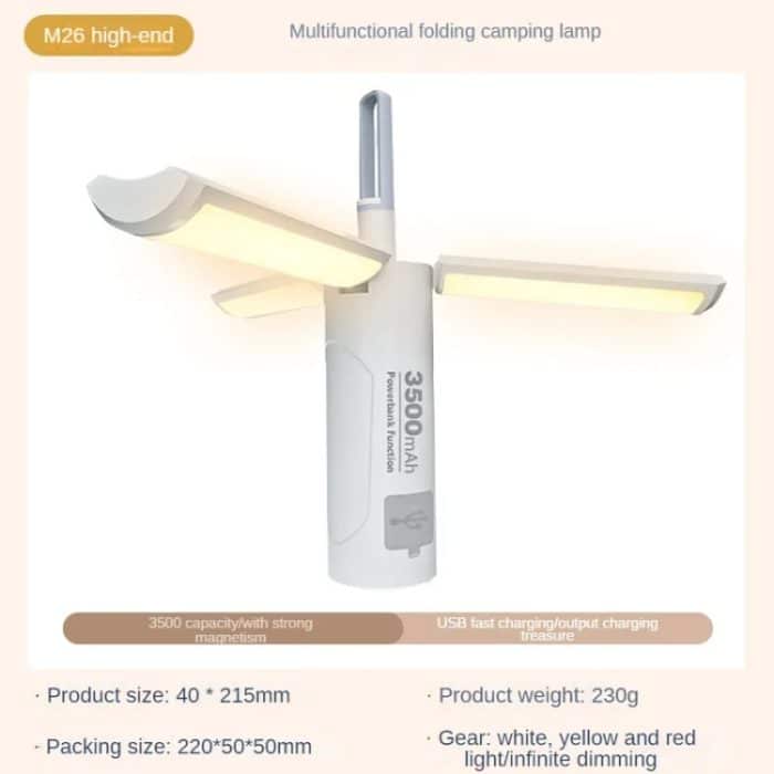 M26 faltbare Handlampe, tragbar, dreifacher Blatthaken, Outdoor-Taschenlampe, multifunktionales Campinglicht, 3500mAh – Bild 11