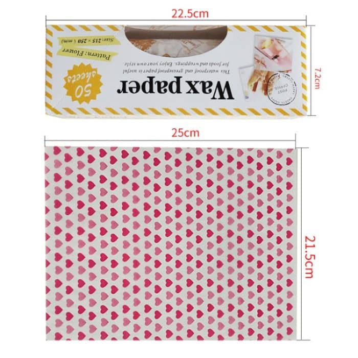 50 Blatt/Packung, Lebensmittelverpackungspapier, Backwachspapier, fettdichte, wasserdichte Einlagen, Heart, Stamp, Rose, Macaron – Bild 3