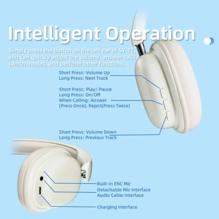 SOYTO SY-T1 Kabelloses Headset, Bluetooth-Gaming-Headset mit Plug-Play-Mikrofon – Bild 5