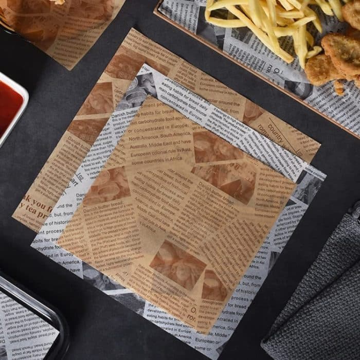 500 Blatt/Packung, fettdichtes Deli-Papier, Backpapier, Lebensmittelkorbeinlagen, 20 x 20cm White, 22 x 22cm White, 25 x 25cm White, 30 x 30cm White, 20 x 20cm Brown, 22 x 22cm Brown, 25 x 25cm Brown, 30 x 30cm Brown – Bild 2