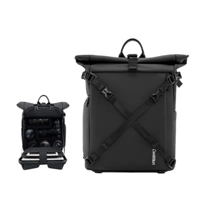 Cwatcun D113 Schulter-Freizeit-Kameratasche, wasserdicht, hohe Kapazität, für Outdoor-Reisen, Fotografie-Tasche, Small Black, Large Black