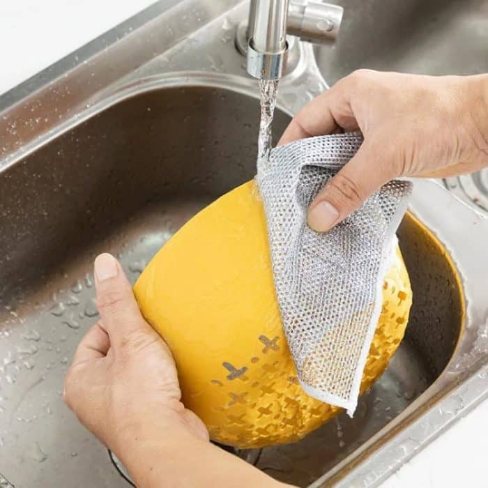 20 x 20 cm doppelseitiger Silberdraht, abwischbar, Geschirrtuch, Haushaltsreinigung, Entfetten, Stahldraht, 10pcs Single Layer, 10pcs Double Layer – Bild 10