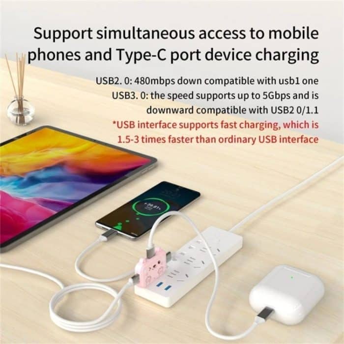 3-in-1-Typ-C-Dockingstation-USB-Hub für IPad-/Telefon-Dockingstation, 3H HDMI+PD+USB3.0  White, 3C USB3.0+USB2.0 x 2 White, 3A USB3.0+USB2.0 x 2 White, 3H HDMI+PD+USB3.0 Pink, 3C USB3.0+USB2.0 x 2 Pink, 3A USB3.0+USB2.0 x 2 Pink – Bild 7
