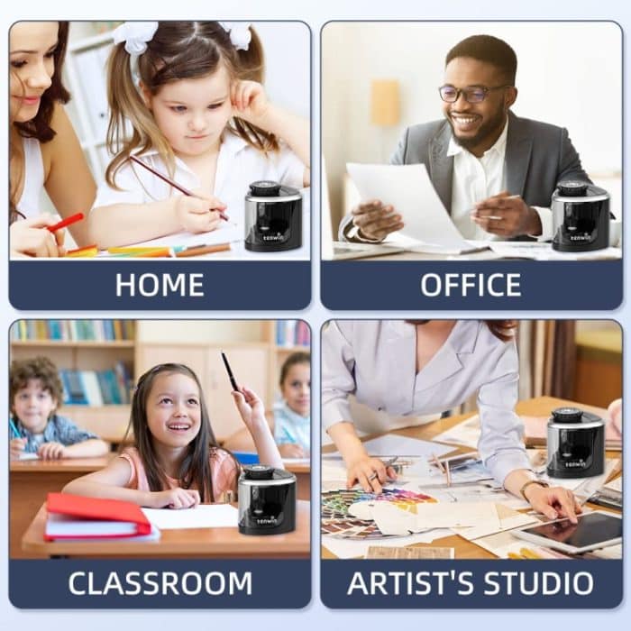 TENWIN Elektrischer Bleistiftspitzer Student Stationery Halbautomatische Spitzer Batteriemodell – Bild 9