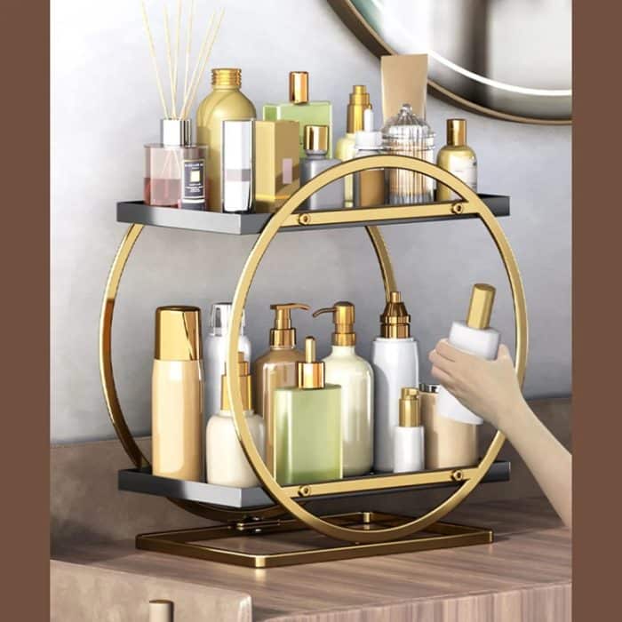 2-stufiges Kosmetik-Display-Tablett, Make-up-Organizer und Aufbewahrung für Kommode, Badezimmer – Bild 6