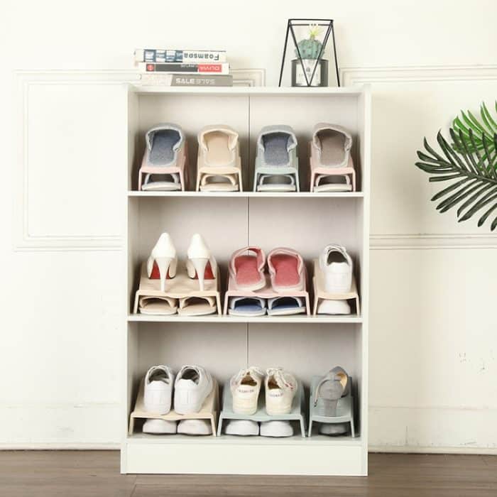 Haushalt Lagerung Schuhe Rack Doppel Schuhe Tablett Kunststoff Einteilige Einfache Schuhe Organizer – Bild 7