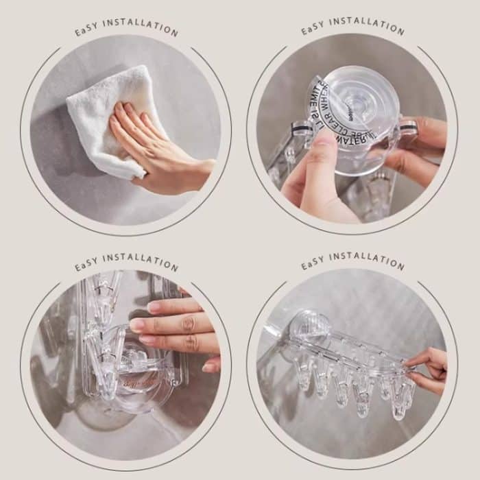 Kleiderständer mit Saugnapf, mehrere Clips, Wandmontage, für drinnen und draußen, Balkon, multifunktionaler faltbarer Kleiderbügel – Bild 11