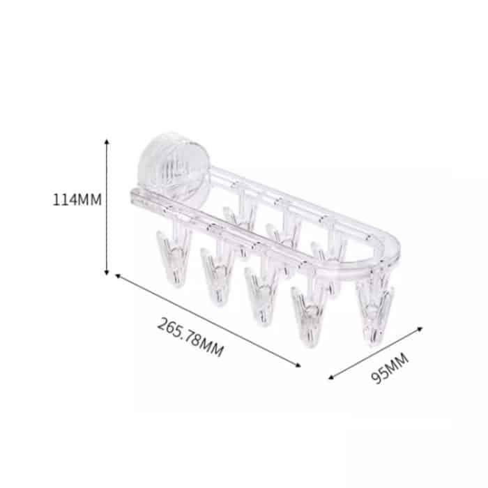 Kleiderständer mit Saugnapf, mehrere Clips, Wandmontage, für drinnen und draußen, Balkon, multifunktionaler faltbarer Kleiderbügel – Bild 3