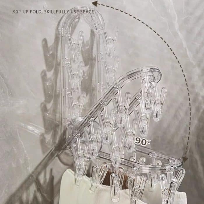 Kleiderständer mit Saugnapf, mehrere Clips, Wandmontage, für drinnen und draußen, Balkon, multifunktionaler faltbarer Kleiderbügel – Bild 6