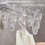 Kleiderständer mit Saugnapf, mehrere Clips, Wandmontage, für drinnen und draußen, Balkon, multifunktionaler faltbarer Kleiderbügel – Bild 7