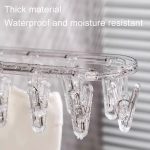 Kleiderständer mit Saugnapf, mehrere Clips, Wandmontage, für drinnen und draußen, Balkon, multifunktionaler faltbarer Kleiderbügel – Bild 9