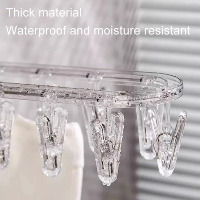 Kleiderständer mit Saugnapf, mehrere Clips, Wandmontage, für drinnen und draußen, Balkon, multifunktionaler faltbarer Kleiderbügel – Bild 9