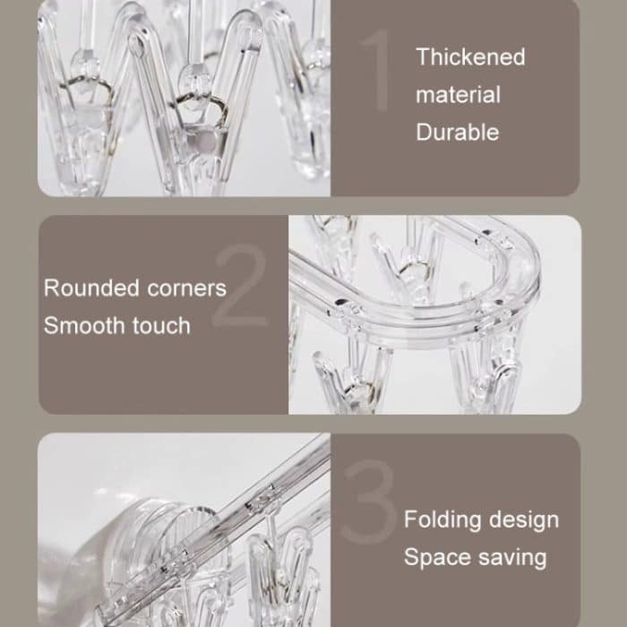 Kleiderständer mit Saugnapf, mehrere Clips, Wandmontage, für drinnen und draußen, Balkon, multifunktionaler faltbarer Kleiderbügel – Bild 10