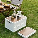 Faltbarer Outdoor-Camping-Aufbewahrungskoffer, Auto-Aufbewahrungsbox, Organizer mit Holzdeckel, Small White, Small Black, Small Green, Large White, Large Black, Large Green – Bild 2