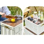 Faltbarer Outdoor-Camping-Aufbewahrungskoffer, Auto-Aufbewahrungsbox, Organizer mit Holzdeckel, Small White, Small Black, Small Green, Large White, Large Black, Large Green – Bild 5