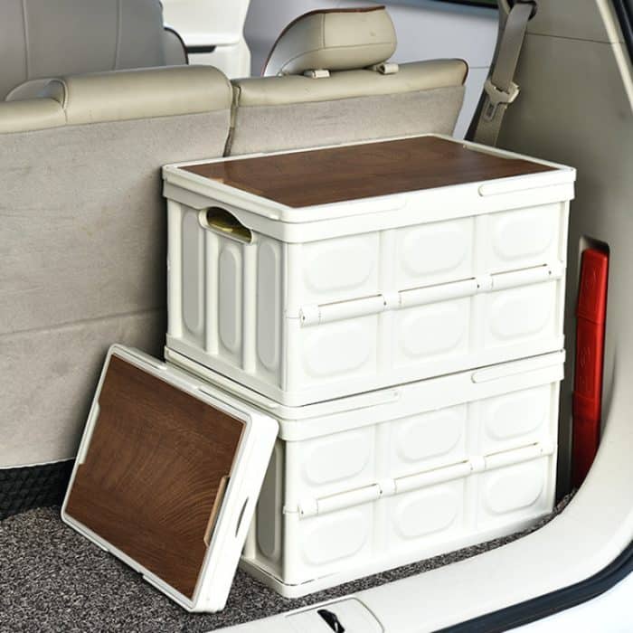 Faltbarer Outdoor-Camping-Aufbewahrungskoffer, Auto-Aufbewahrungsbox, Organizer mit Holzdeckel, Small White, Small Black, Small Green, Large White, Large Black, Large Green – Bild 8