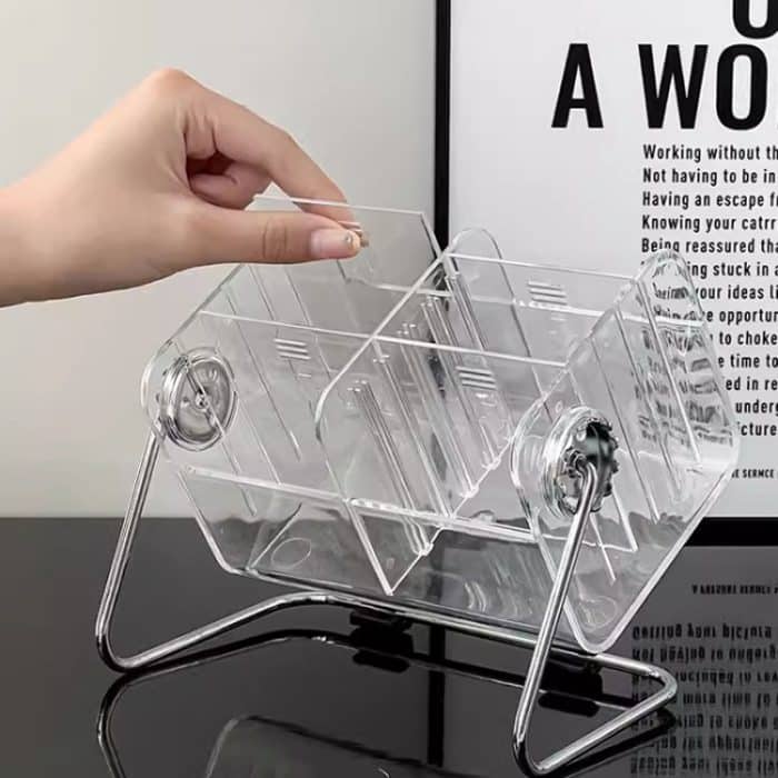 360 Grad drehbare Acryl-Fernbedienungs-Aufbewahrungsbox für Schreibwaren mit 6 Fächern – Bild 2
