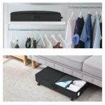 Zusammenklappbare Unterbett-Aufbewahrungsbehälter für Kleidung und Schuhe mit Rädern und Griffen, Oxford Cloth Cover Black 78x38x16cm, Transparent Cover Gray 78x38x16cm – Bild 8